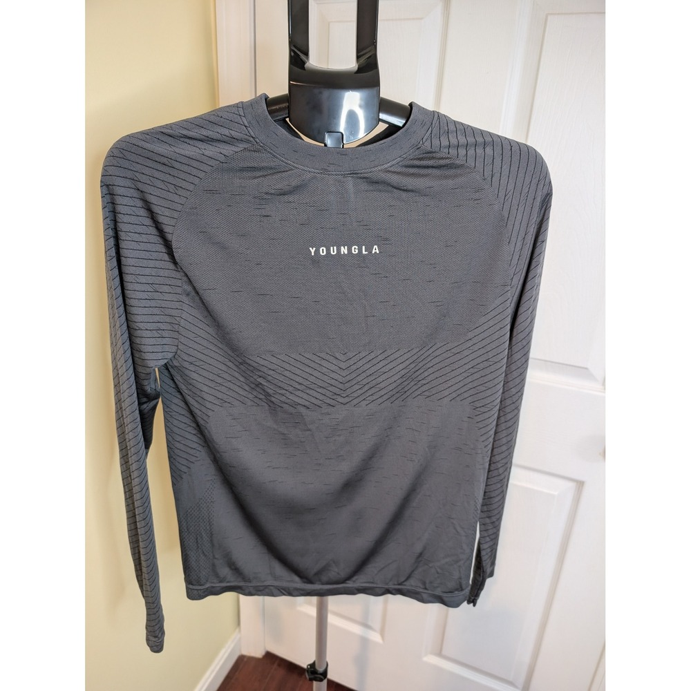 YoungLA Performance Compression Long Sleeve Tee Charcoal Grey Seamless - Size M